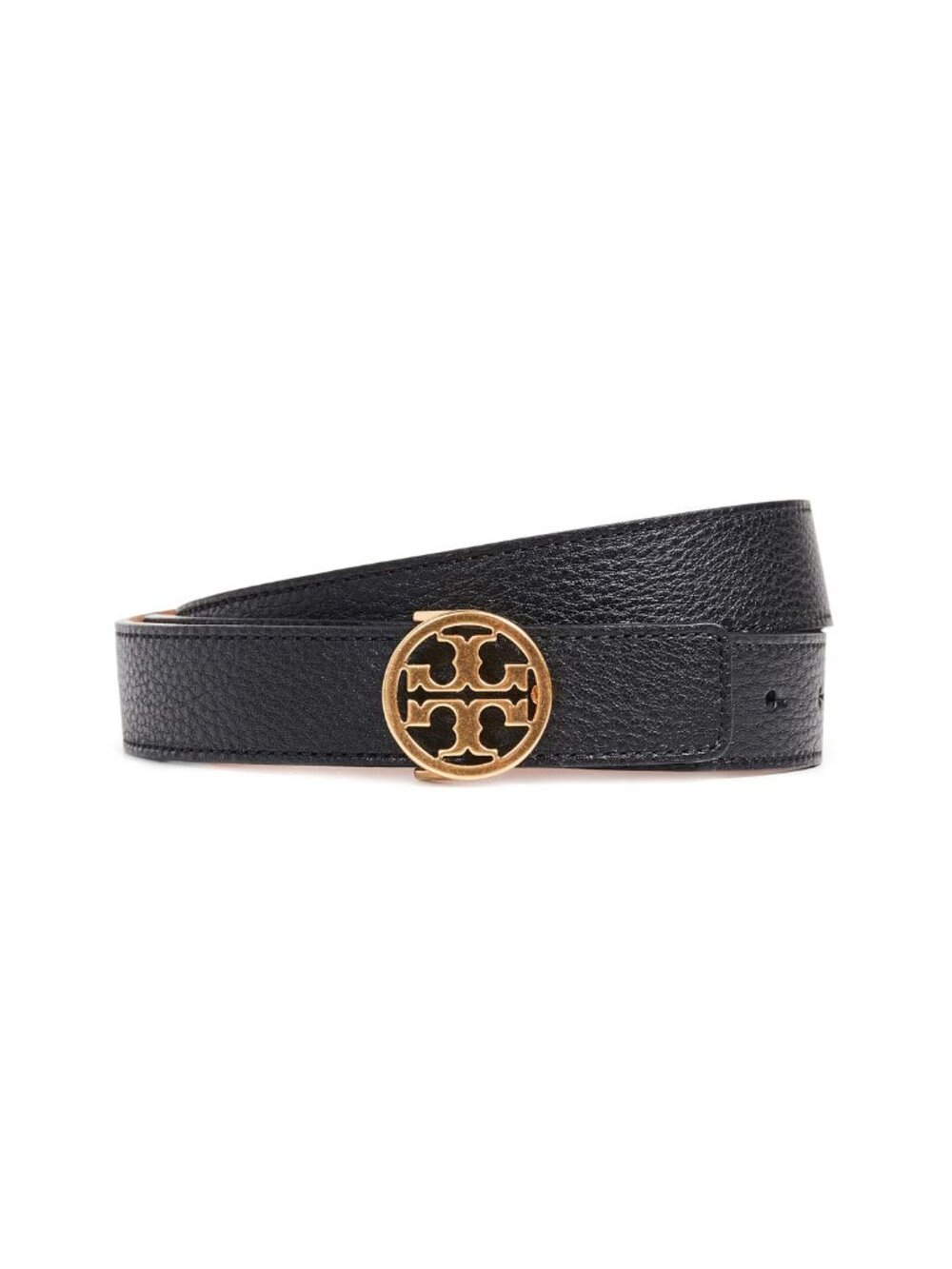 Tory Burch 1" Miller Reversible Belt Black Classic Cuoio Gold Size L New